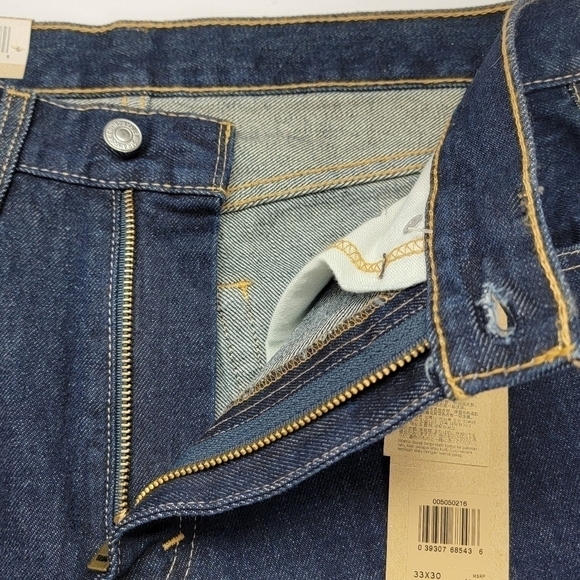 NEW Levi's Men's 505 Regular Straight Leg Sz 33X30 Dark Wash Denim Blue Jeans - Picture 5 of 16